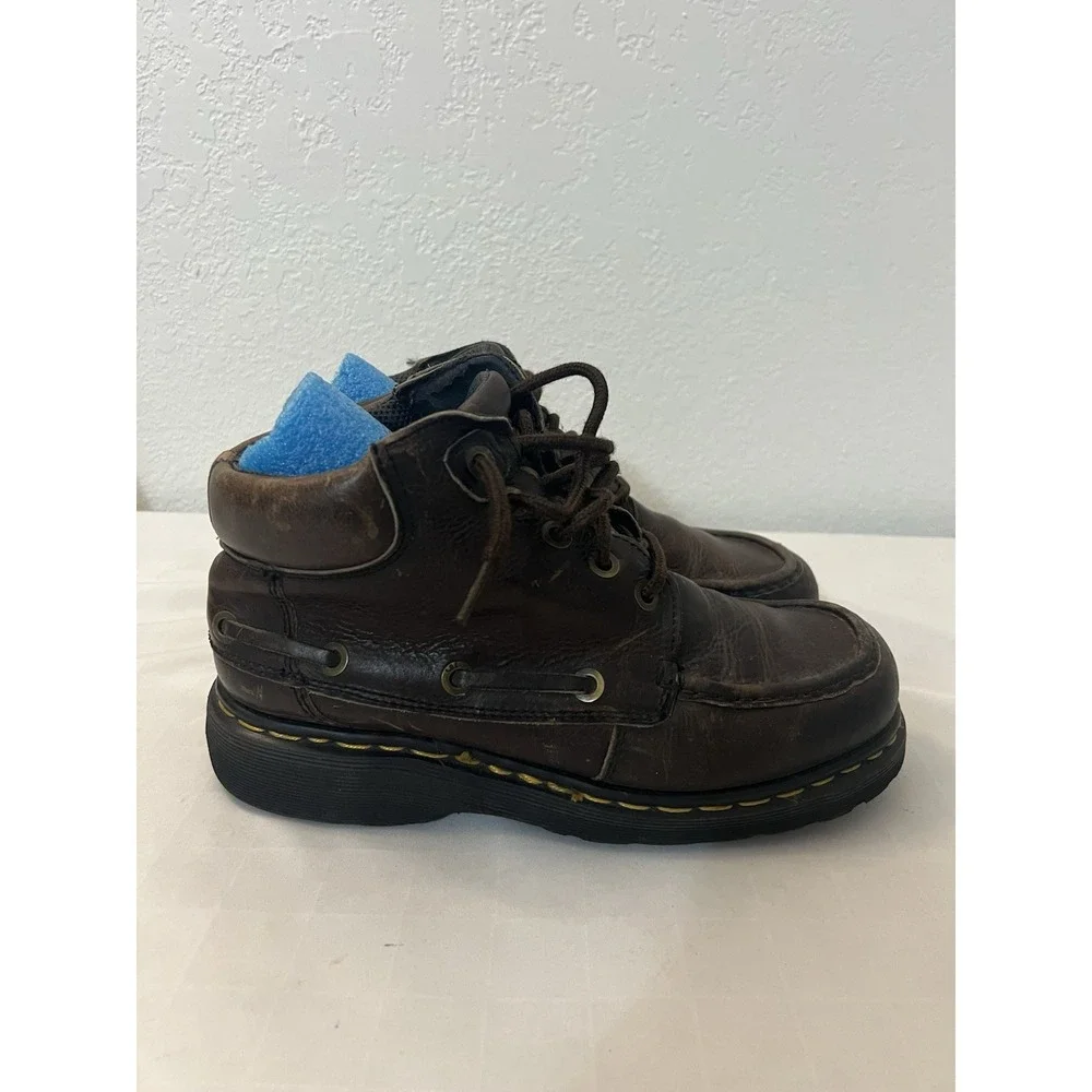 Vintage Doc Martens 9525 Brown‎ Work Boots England Ankle Leather Lace Up Mens 8